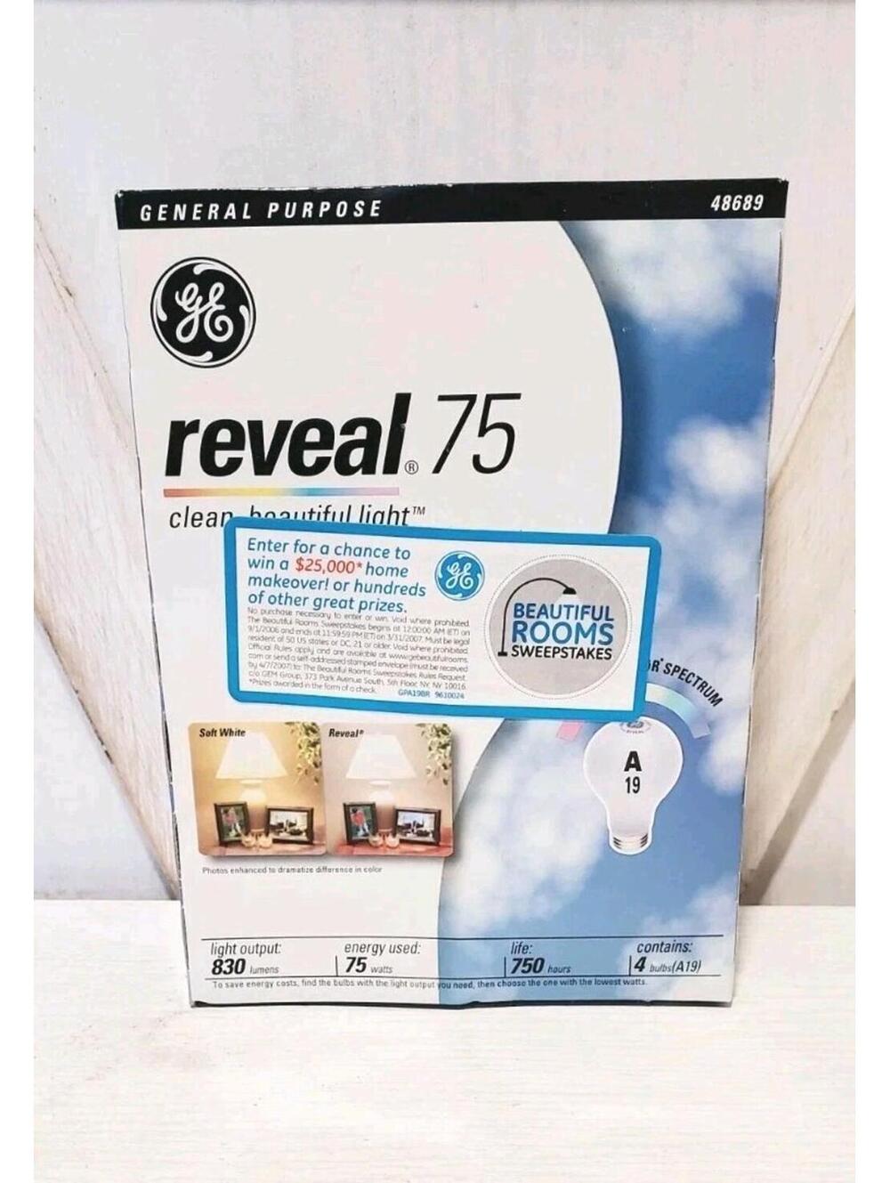 GE Reveal 75W Replacement LED Light Bulbs Clean Beautiful Light 4-Pack A19 HTF